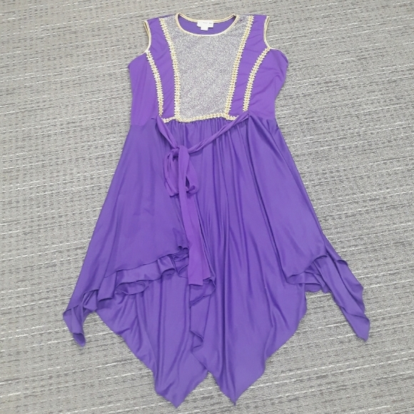 Rejoice Dance Ministry Sleeveless Purple and Gold Praise Dance Dress - Size 4X - Picture 1 of 12